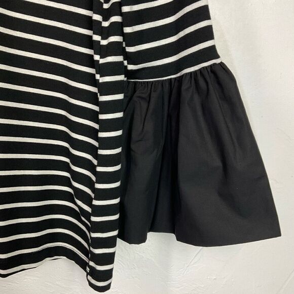 Anthropologie Black White Striped Mixed Media Long Bell Sleeve Top XS - Picture 2 of 5